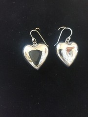 Taxco 925 Sterling Silver Puffy Hearts Dangle Earrings 8.7g 1″ x 1″