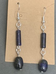 Natural Lapis Lazuli Artisan S925 Silver Earrings