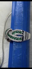 💝Silver, CZ & Green Quartz Jewelry Set, Necklace, Earrings, Bracelet & Ring
