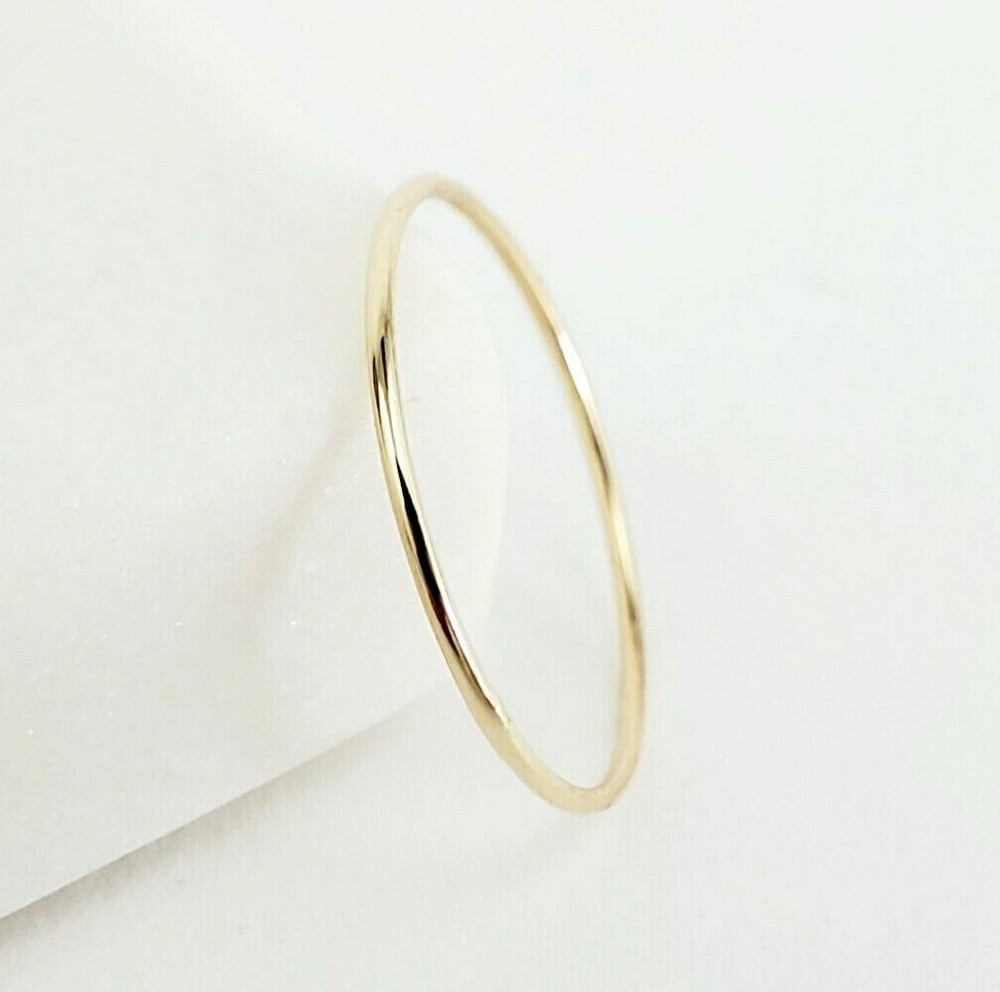 10k Solid Gold Very Thin Stackable Ring, 10k Yellow White Rose Ultra Thin Rings