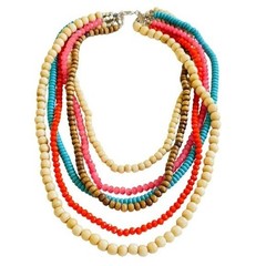 Panacea Necklace Colorful Art Glass bone Collar Beaded Boho multi bib Strand