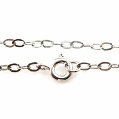 Rhodium Sterling Silver Necklace , 3.5 mm Flat Oval Cable Link(16″)