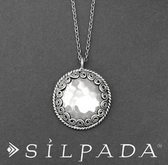 SILPADA Sterling Silver Hammered SWIRL MEDALLION Pendant Necklace~RETIRED~RARE!
