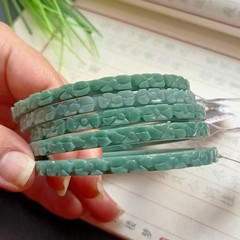 Certified Burma Jadeite Grade A Green jade Hand carved plum blossom bracelet