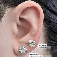 3 Prong Zirconia Stud Earrings, Stainless Steel Posts & Silver, Hypoallergenic