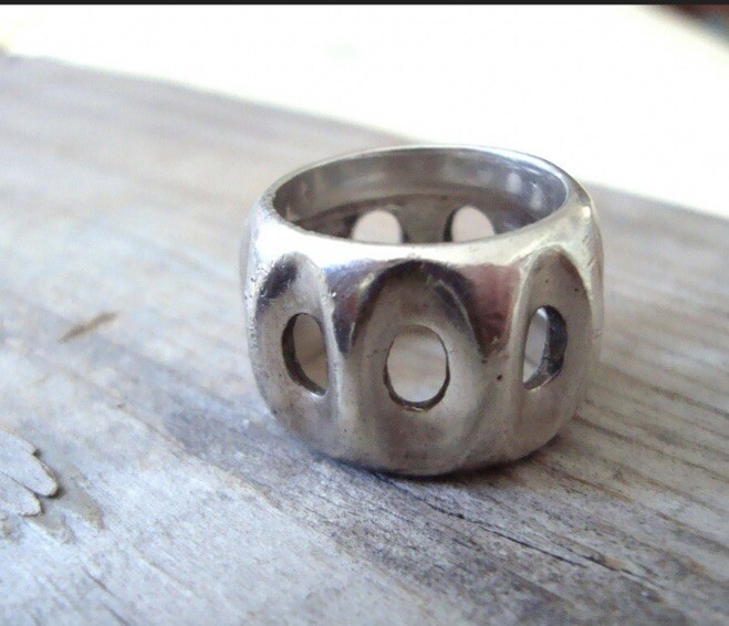 Vintage Sterling Silver Ring Stephanie DePalo 5.5 Artisan Made Modern Retro