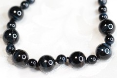 Tiger’s Eye Black Necklace 8 & 14mm Ball Natural Gemstone Silk Knotted 22″