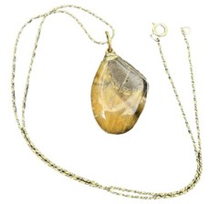 Tiger’s Eye Pendant Healing Stone Oval Necklace 1/20 12KT Chain