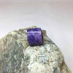 One of a kind Handmade Natural Charoite or Turquoise, Sterling Silver Ring,