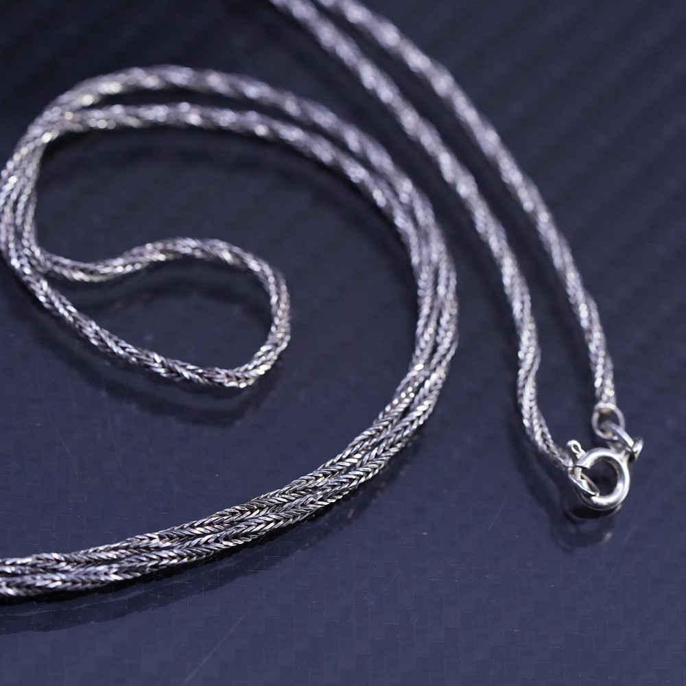 30”, VTG Italian sterling silver 925 twisted wheat chain extra long necklace