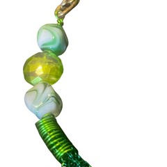 Artisan Modern Viking Knit Wire Woven Necklace 20″ Green Mixed Media Statement