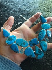 Mountain Sky Blue Turquoise Dark Matrix Necklace 18-19″ Southwestern