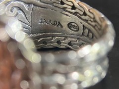 Sarda, Bali Handmade,Sterling & Simulated Opal Crescent Moon Ring Sz 8 Unisex