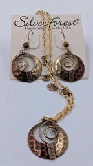 New SILVER FOREST SET Handcrafted Surgical Steel Dangle Hook Earrings & Necklace