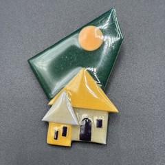 VTG Lucinda House Pins Lot Of 5 – NY, Stars, Colorful Handmade Resin Brooch