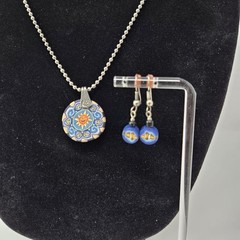 Earrings Pendant Set Sun & Clownfish ‘90s Ball Chain 18″ Polymer Clay