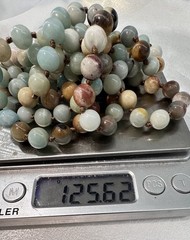 Amazonite Beaded Semi Precious Gemstone 9mm Hand Knotted 60” Long Necklace 125g