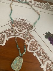 Light Green Teardrop Pendant Natural Agate Handmade With Colorful Stones 32 Inch