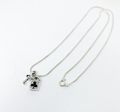Padlock & Key Club Textured Pendant 925 Sterling Silver, Handmade Jewelry Gifts