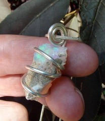 Ethiopian Opal Pendant Necklace, Sterling, Raw Opal, October Birthstone #26