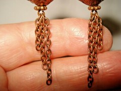 2 5/8″ Drop Etched Copper Chains on Saucer Earrings with Copper Earwires
