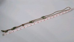 Green Painted Beads and Woven Cord Necklace Boho Artsy