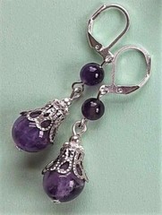 double AMETHYST dangle earring SP LEVERBACK artisan