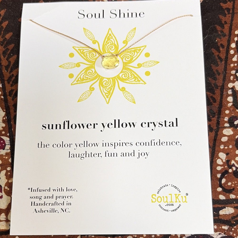 SoulKu Handcrafted Yellow Crystal Pendant Necklace Sunflower Soul Shine