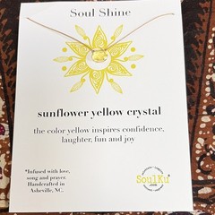SoulKu Handcrafted Yellow Crystal Pendant Necklace Sunflower Soul Shine