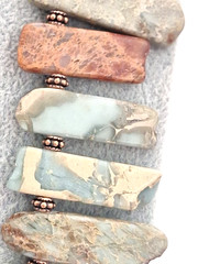 Boho Southwestern Amazonite Jasper Statement Necklace Leather Tie Artisan