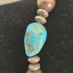 Southwestern Copper Pearl and Saucer Necklace w/ Genuine Turquoise – 16″