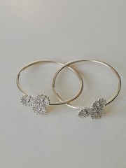 .925 Solid Silver Drop Hoop Earrings Artisan Handmade New.