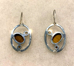 Sajen Oval Tiger Eye Drop Earrings Approx. 1 3/4 In. Long – 9.2 Grams