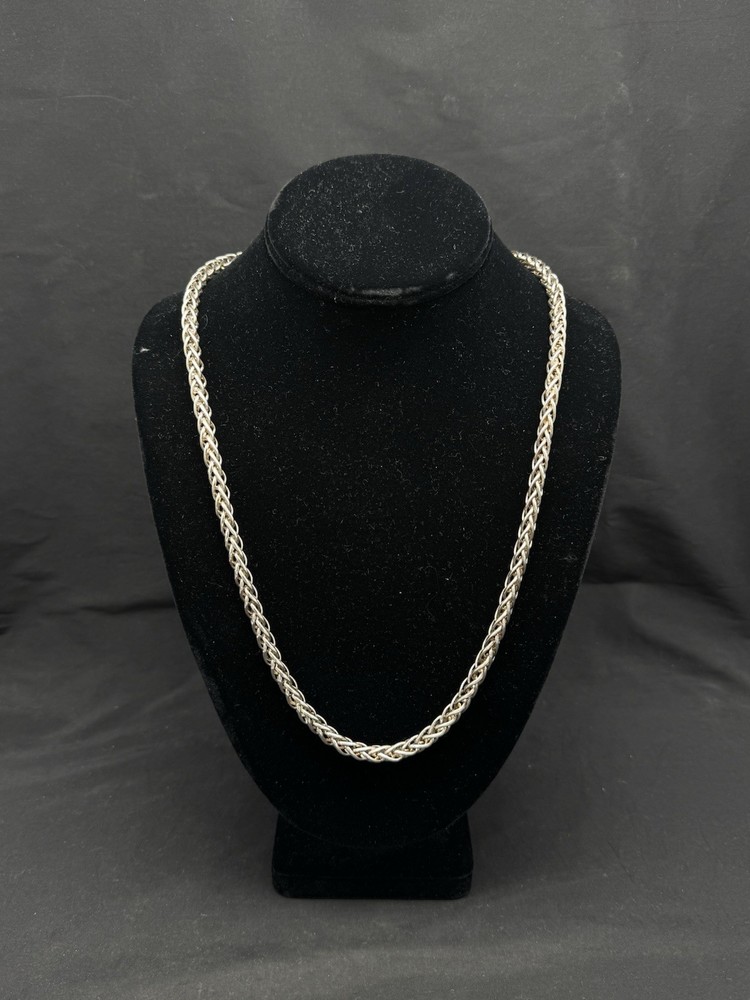 Vintage Italian sterling silver 925 wheat chain 24″ necklace, 49 grams