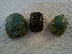 Vintage1″ & 1-1/4″ carved green Scarab Pendant (2) & 1″ carved brown Scarab??