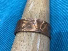 Handcrafted Copper Cuff Bracelet Asymmetrical Brown Unisex Adults 7 in