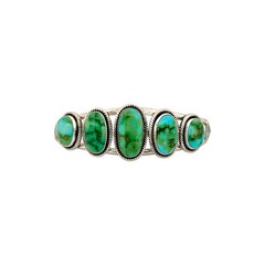 Landon Secatero, Bracelet, Sonoran Gold Turquoise, Sterling Silver, Navajo, 7″