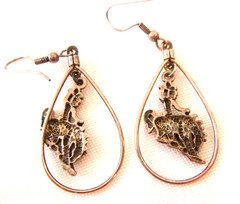 VTG 925 Sterling Silver Rodeo Bucking Bronco Horse 2.25″ Dangle Artisan Earrings