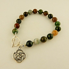 Celtic Knot or Trinity Knot beaded Jasper gemstone charm bracelet