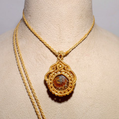 Ancient Spiral of Time~ Natural Ammonite Fossil Hand Woven OOAK Macrame Necklace