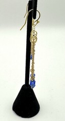 14k Yellow Gold Plated, Blue Butterfly, Dangle/Chandelier Earrings