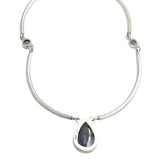 Vintage Labradorite Sterling Silver Collar Necklace 22-Inch