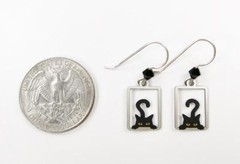 Sienna Sky Earrings Sterling Silver Hook Peek A Boo Black Cat in Rectangle 2036