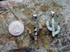 Saguaro Sterling Silver DOUBLE Sided Pendant Gemstone Tiger’s Onyx & Opal E43