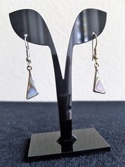 Last Pair! Artisan MOTHER of PEARL inlay EARRINGS Mexican Alpaca silver NEW