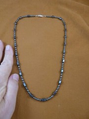(v489-7) 21″ Black Hematite Iron oxide cylinder beaded Gem bead Necklace JEWELRY