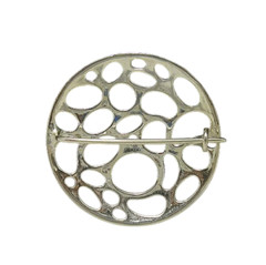Sterling Silver 925 Circle Brooch Openwork Pin 32mm Handmade Nickel Free
