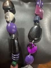 VTG Pink Purple Large Stone Beads Art Deco Necklace