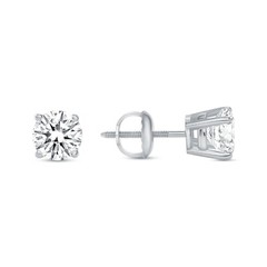 1.5 Ct Round Lab Created Grown Diamond Earrings Studs Solid 950 Platinum Screw