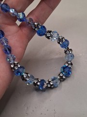 as is Vendome Blue Aurora Borealis Crystal Necklace 16.2″